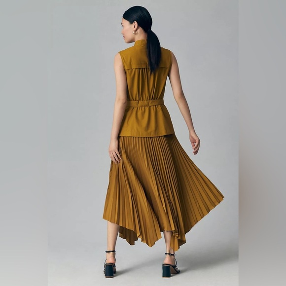 Anthropologie Sleeveless Vested Pleated Midi Dress Size S - Picture 3 of 8